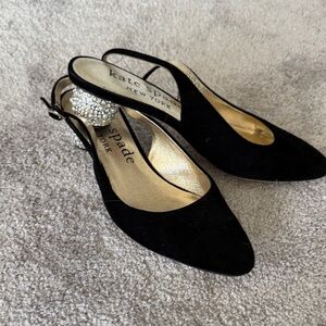 Kate Spade Black and Gold Slingback Heels